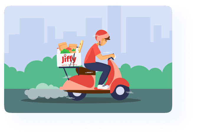 Delivery person on scooter