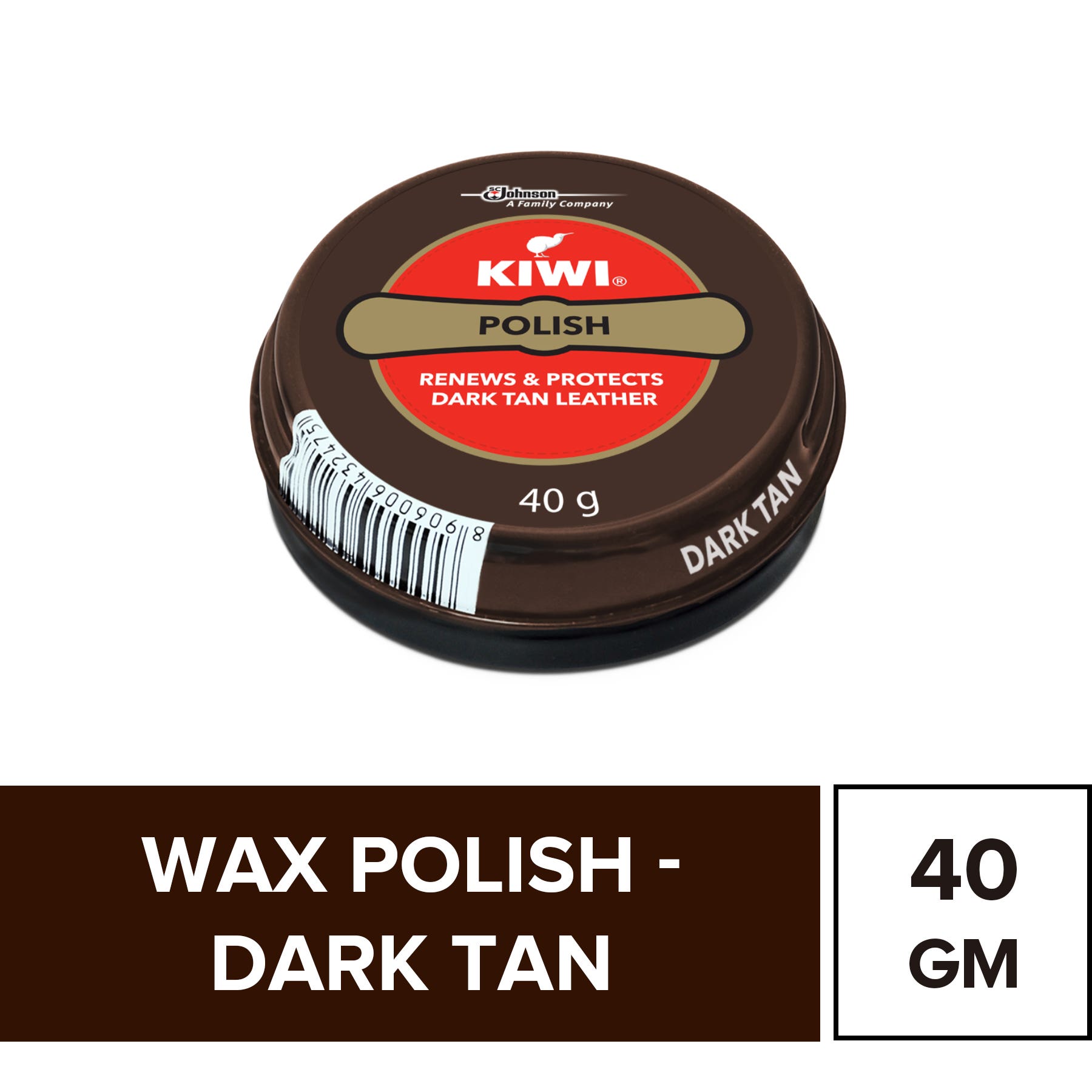 Kiwi Dark Tan Wax Shoe Polish 40G