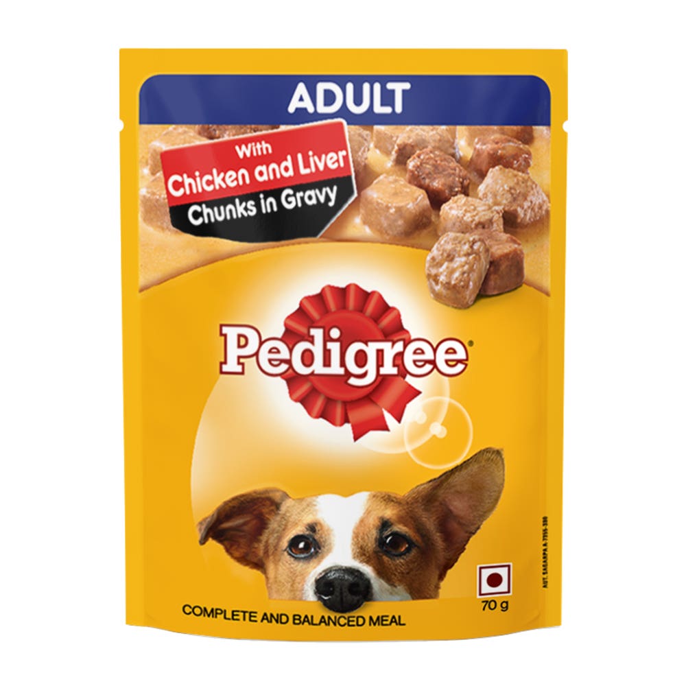 Pedigree Adult Chicken & Liver Chunk Gravy Dog Food 70G