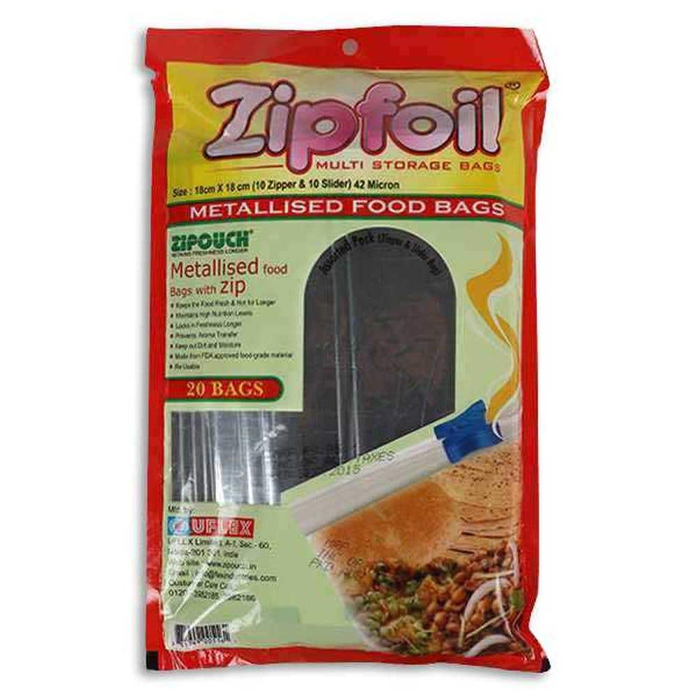 Zipfoil Metallised Food Bags 18Cmx18Cm 20 U