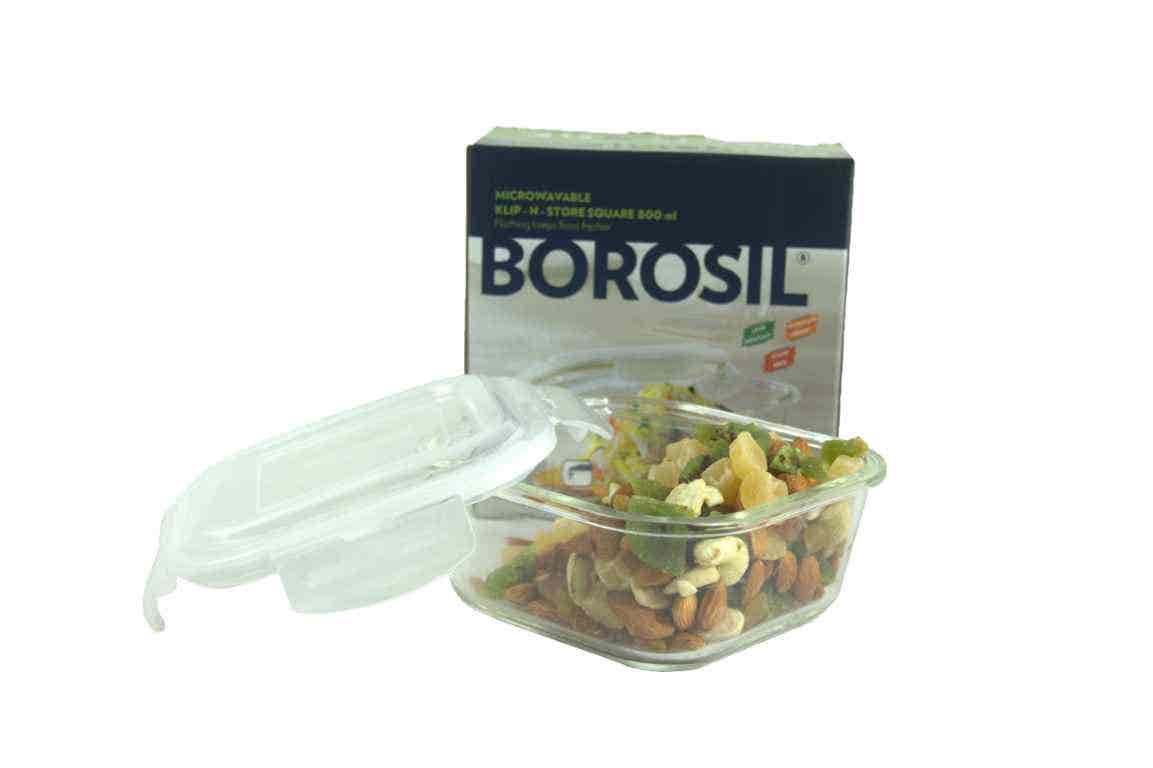 Borosil Klip N Store Glass Bowl Square 520 Ml 1U