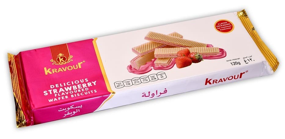 Kravour Strawberry Flavoured Wafer Biscuit 120G