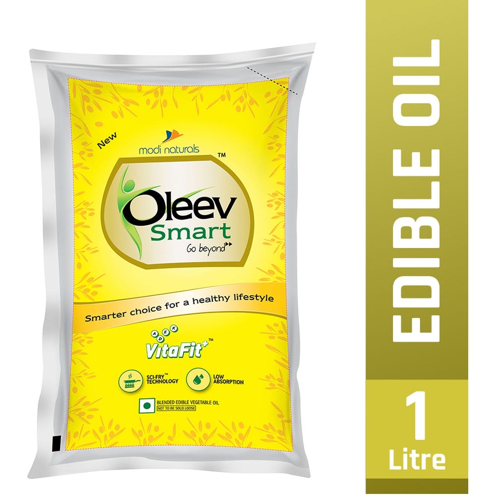 Oleev Smart Oil, Fortified with VIT A, D, E and K, 1L Pouch