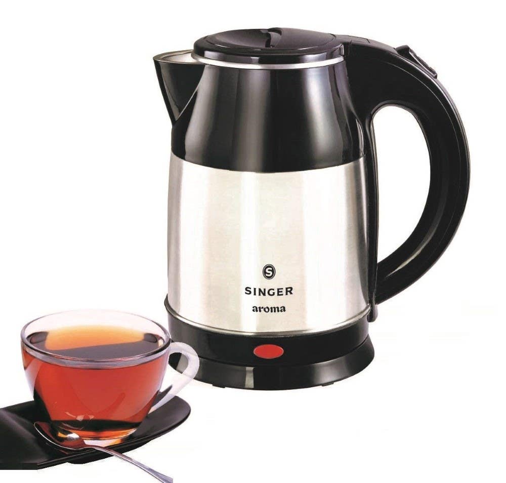 Singer Aroma 1.8 Liter Electric Kettle High Grade Stainless Steel With Cool And Touch Body And Cordless Base, 1500 Watts, Auto Shut Off 