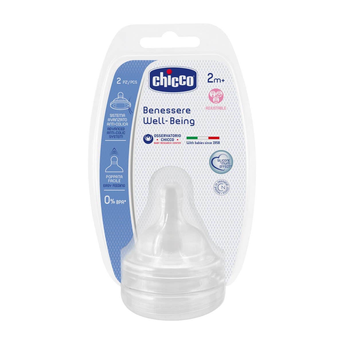 Chicco Wellbeing Adjustbl Teat 2S 2M+