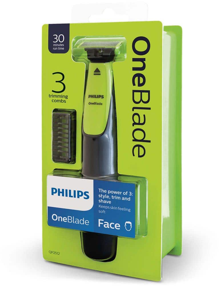 Philips Qp2512 Oneblade Hybrid Trimmer And Shaver With 3 Trimming Combs (Lime Green)