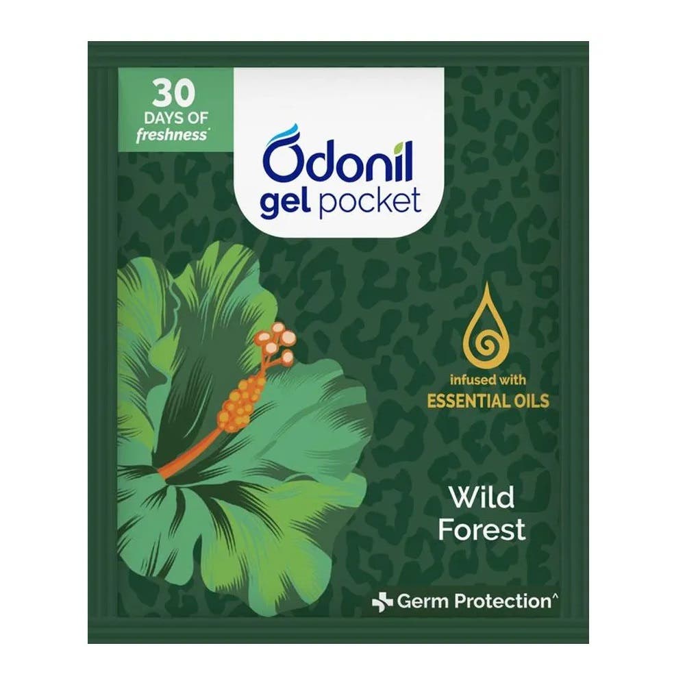 Odonil Gel Pocket Air Freshener for Bathroom and Toilet Wild Forest,10gm