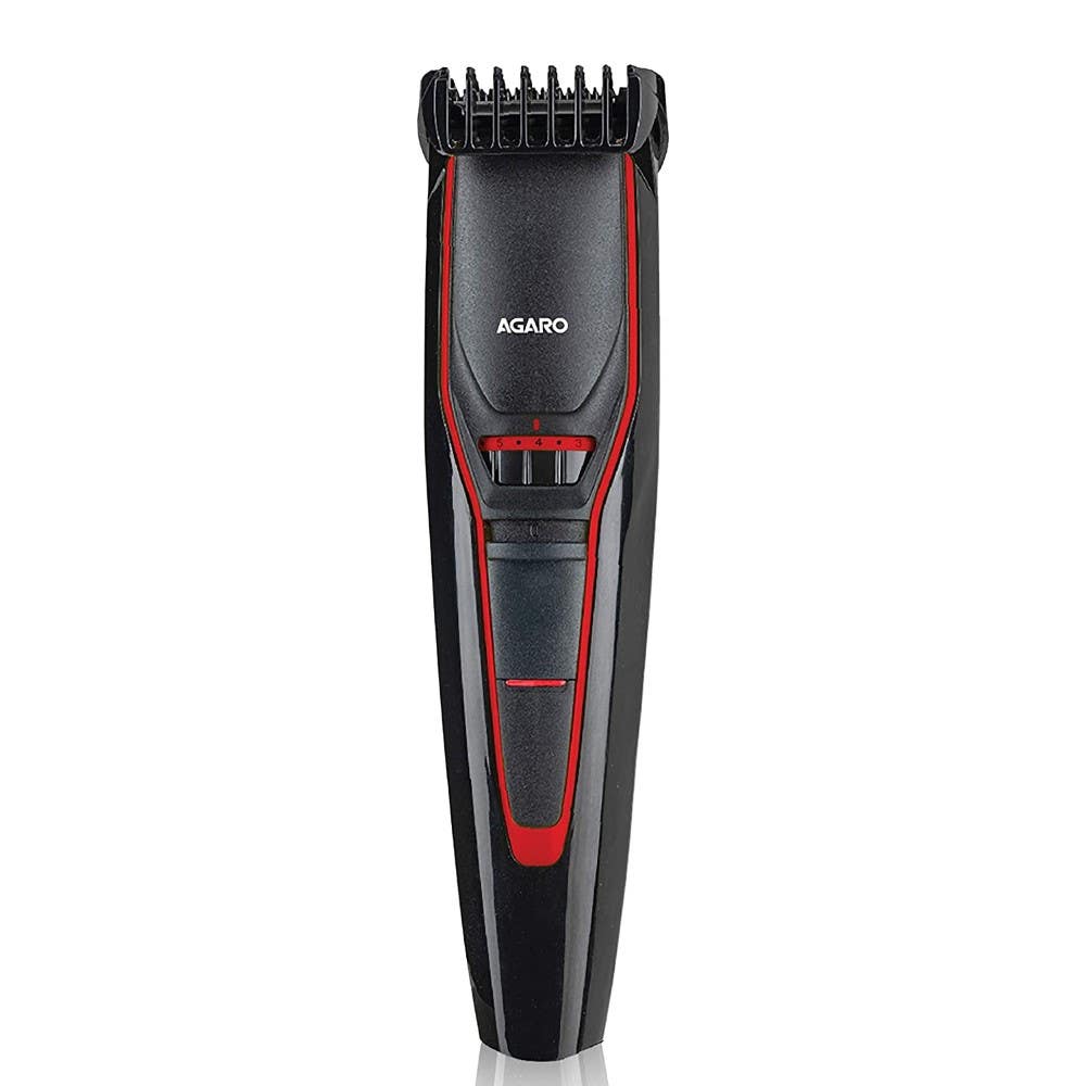 Agaro Mt 6001 Beard Trimmer For Men, 90Min Runtime, Usb Charging, Fast Charge, 20 Length Setting, Rechargeable Battery, Black/Red